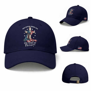 250th Anniversary USA Baseball Cap One Nation Under God US 250 Flag Cross 4th Of July TS10 Baseball Cap Universal Fit Dark Blue Print Your Wear