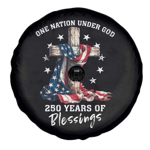 250th Anniversary USA Spare Tire Cover One Nation Under God US 250 Flag Cross 4th Of July TS10 Print Your Wear