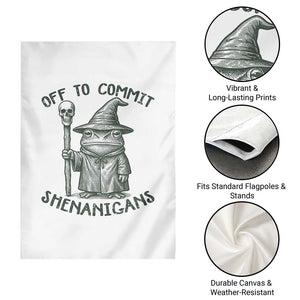 Wizard Frog Garden Flag Funny Off to Commit Shenanigans TS10 Print Your Wear