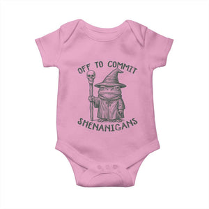 Wizard Frog Baby Onesie Funny Off to Commit Shenanigans TS10 Light Pink Print Your Wear