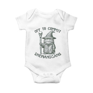Wizard Frog Baby Onesie Funny Off to Commit Shenanigans TS10 White Print Your Wear