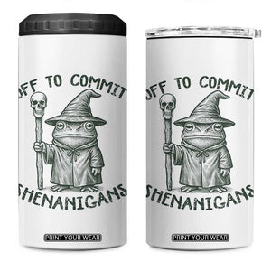 Wizard Frog 4 in 1 Can Cooler Tumbler Funny Off to Commit Shenanigans TS10 One Size: 16 oz White Print Your Wear