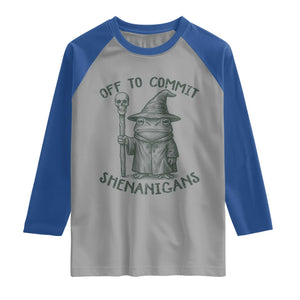 Wizard Frog Raglan Shirt Funny Off to Commit Shenanigans TS10 Sport Gray Royal Print Your Wear