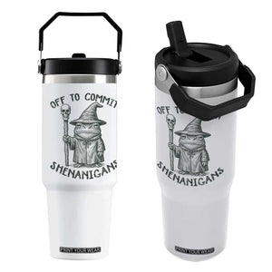 Wizard Frog Flip Straw Tumbler Funny Off to Commit Shenanigans TS10 One Size: 30 oz White Print Your Wear