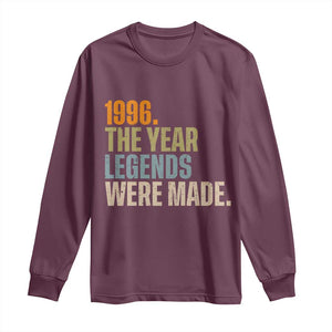 30th Birthday Gift For Men Long Sleeve Shirt Vintage 1996 30 Years Old Birthday TS10 Maroon Print Your Wear