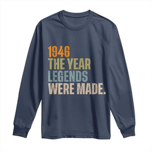 80th Birthday Gift For Men Long Sleeve Shirt Vintage 1946 80 Years Old Birthday TS10 Navy Print Your Wear