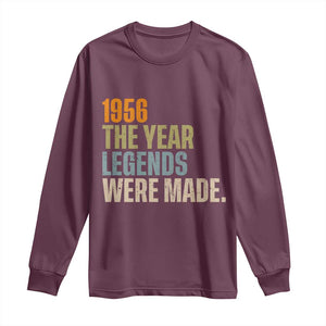 70th Birthday Gift For Men Long Sleeve Shirt Vintage 1956 70 Years Old Birthday TS10 Maroon Print Your Wear
