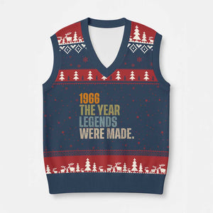 60th Birthday Gift For Men V-Neck Knit Sweater Vest Vintage 1966 60 Years Old Birthday TS10 Navy Red Print Your Wear
