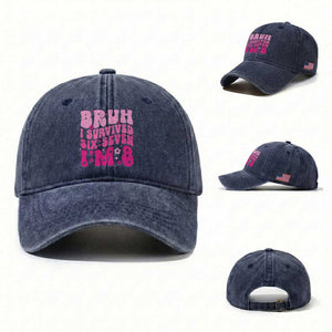 8th Birthday Girls Washed Cotton Baseball Cap Bruh I Survived 67 Im 8 Year Old Six Seven TS10 Washed Cap Universal Fit Navy Print Your Wear
