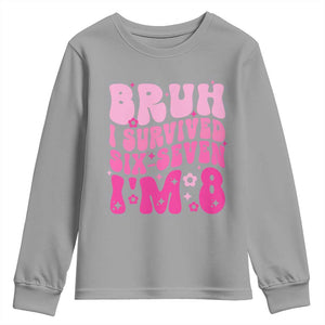 8th Birthday Girls Youth Sweatshirt Bruh I Survived 67 Im 8 Year Old Six Seven TS10 Sport Gray Print Your Wear