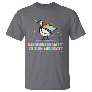Rainbow Goose Heterosexuality in This Economy T Shirt LGBTQ Lesbian Pride TS10 Charcoal Print Your Wear