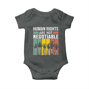 Human Rights Baby Onesie Are Not Negotiable Retro Equality Statement TS10 Dark Heather Print Your Wear