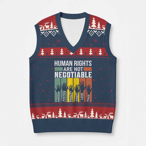 Human Rights V-Neck Knit Sweater Vest Are Not Negotiable Retro Equality Statement TS10 Navy Red Print Your Wear
