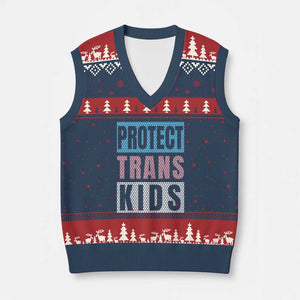 Protect Trans Kids V-Neck Knit Sweater Vest Transgender Pride Trans Rights Social Justice TS10 Navy Red Print Your Wear