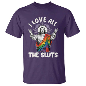 LGBTQ Jesus T Shirt I Love All The Sluts TS10 Purple Print Your Wear