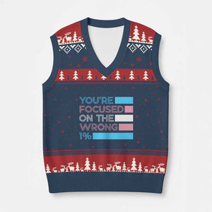 Trans Rights V-Neck Knit Sweater Vest Transgender LGBTQ Queer Pride Ally Social Justice TS10 Navy Red Print Your Wear