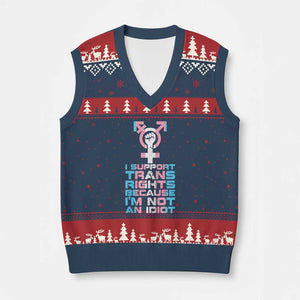 Trans Ally V-Neck Knit Sweater Vest Transgender Pride Flag Support TS10 Navy Red Print Your Wear