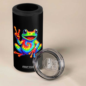 Tie-Dye Frog Peace Sign Hippie 4 in 1 Can Cooler Tumbler Toad Trends Effect Printing TS10 Print Your Wear