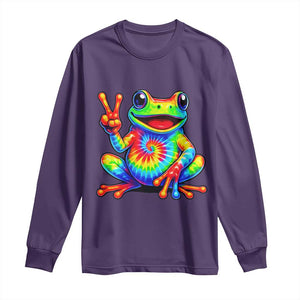 Tie-Dye Frog Peace Sign Hippie Long Sleeve Shirt Toad Trends Effect Printing TS10 Purple Print Your Wear