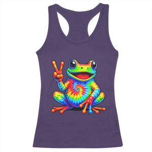 Tie-Dye Frog Peace Sign Hippie Racerback Tank Top Toad Trends Effect Printing TS10 Purple Print Your Wear