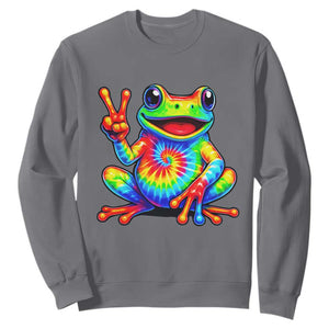 Tie-Dye Frog Peace Sign Hippie Sweatshirt Toad Trends Effect Printing TS10 Charcoal Print Your Wear
