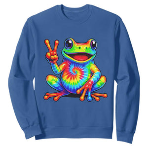 Tie-Dye Frog Peace Sign Hippie Sweatshirt Toad Trends Effect Printing TS10 Royal Blue Print Your Wear