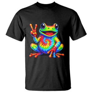 Tie-Dye Frog Peace Sign Hippie T Shirt Toad Trends Effect Printing TS10 Black Print Your Wear