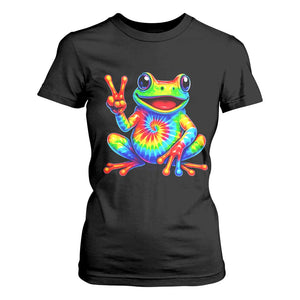 Tie-Dye Frog Peace Sign Hippie T Shirt For Women Toad Trends Effect Printing TS10 Black Print Your Wear