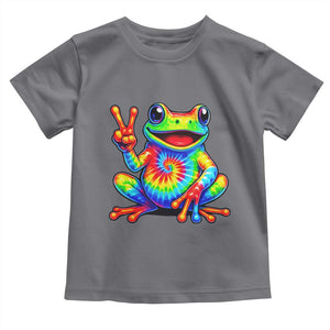 Tie-Dye Frog Peace Sign Hippie Toddler T Shirt Toad Trends Effect Printing TS10 Charcoal Print Your Wear