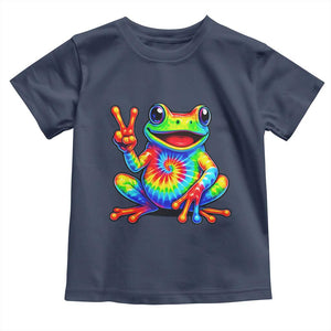 Tie-Dye Frog Peace Sign Hippie Toddler T Shirt Toad Trends Effect Printing TS10 Navy Print Your Wear
