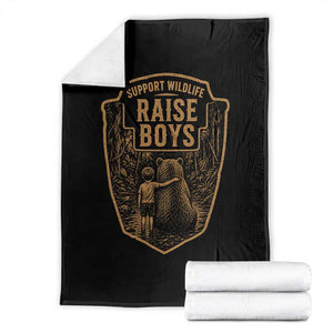 Support Wildlife Raise Boys Throw Blanket Funny Mama Bear Outdoor Family Nature Lover Gift TS10 Black Print Your Wear