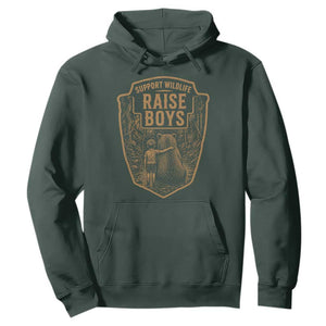 Support Wildlife Raise Boys Hoodie Funny Mama Bear Outdoor Family Nature Lover Gift TS10 Dark Forest Green Print Your Wear