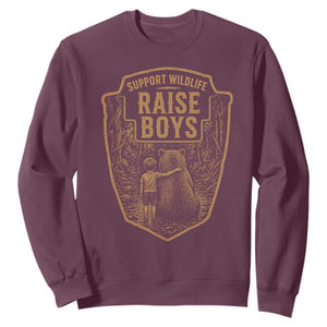 Support Wildlife Raise Boys Sweatshirt Funny Mama Bear Outdoor Family Nature Lover Gift TS10 Maroon Print Your Wear
