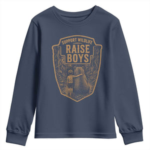 Support Wildlife Raise Boys Youth Sweatshirt Funny Mama Bear Outdoor Family Nature Lover Gift TS10 Navy Print Your Wear