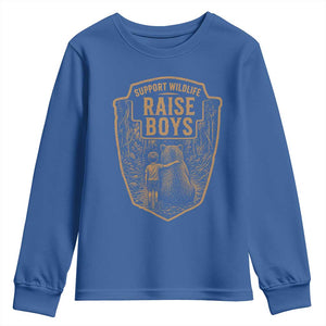 Support Wildlife Raise Boys Youth Sweatshirt Funny Mama Bear Outdoor Family Nature Lover Gift TS10 Royal Blue Print Your Wear