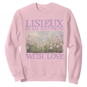 St Therese of Lisieux Sweatshirt Catholic Saint Gift for Girls Orthodox Christian TS10 Light Pink Print Your Wear