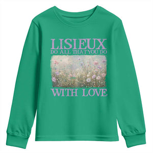 St Therese of Lisieux Youth Sweatshirt Catholic Saint Gift for Girls Orthodox Christian TS10 Irish Green Print Your Wear