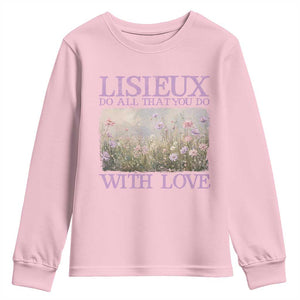 St Therese of Lisieux Youth Sweatshirt Catholic Saint Gift for Girls Orthodox Christian TS10 Light Pink Print Your Wear