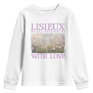 St Therese of Lisieux Youth Sweatshirt Catholic Saint Gift for Girls Orthodox Christian TS10 White Print Your Wear