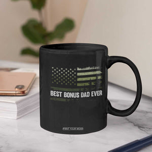 Best Bonus Dad Ever Coffee Mug Stepdad American Flag Trees Outdoor Wildlife Nature Vintage Forest TS10 Print Your Wear