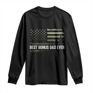 Best Bonus Dad Ever Long Sleeve Shirt Stepdad American Flag Trees Outdoor Wildlife Nature Vintage Forest TS10 Black Print Your Wear