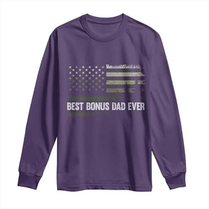 Best Bonus Dad Ever Long Sleeve Shirt Stepdad American Flag Trees Outdoor Wildlife Nature Vintage Forest TS10 Purple Print Your Wear