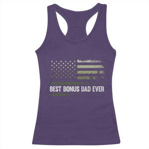 Best Bonus Dad Ever Racerback Tank Top Stepdad American Flag Trees Outdoor Wildlife Nature Vintage Forest TS10 Purple Print Your Wear
