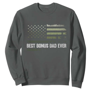 Best Bonus Dad Ever Sweatshirt Stepdad American Flag Trees Outdoor Wildlife Nature Vintage Forest TS10 Dark Heather Print Your Wear