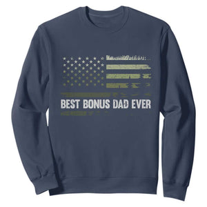 Best Bonus Dad Ever Sweatshirt Stepdad American Flag Trees Outdoor Wildlife Nature Vintage Forest TS10 Navy Print Your Wear