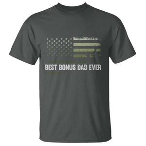 Best Bonus Dad Ever T Shirt Stepdad American Flag Trees Outdoor Wildlife Nature Vintage Forest TS10 Dark Heather Print Your Wear
