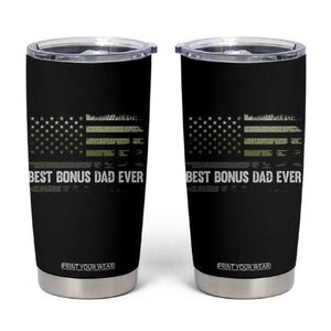 Best Bonus Dad Ever Tumbler Cup Stepdad American Flag Trees Outdoor Wildlife Nature Vintage Forest TS10 Black Print Your Wear