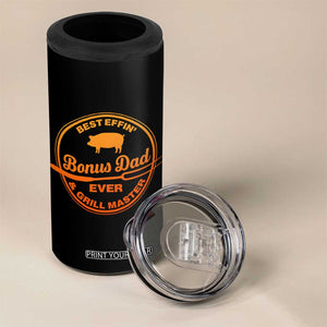 Best Effin Bonus Dad Ever And Grill Master 4 in 1 Can Cooler Tumbler Step Dad Fathers Day Gift Cooking Grilling BBQ Chef TS10 Print Your Wear
