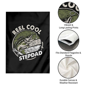 Reel Cool Stepdad Garden Flag Fathers Day Gift for Fisherman Bonus Dad