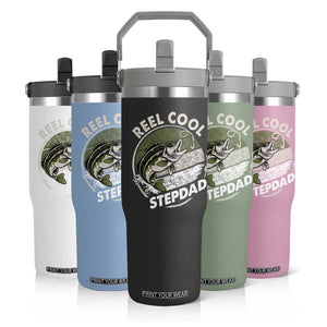 Reel Cool Stepdad Flip Straw Tumbler Fathers Day Gift for Fisherman Bonus Dad